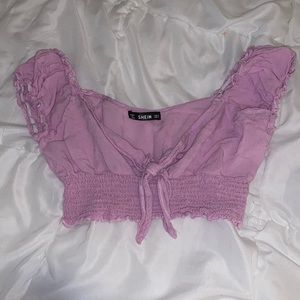 cap sleeve baby doll crop top purple small